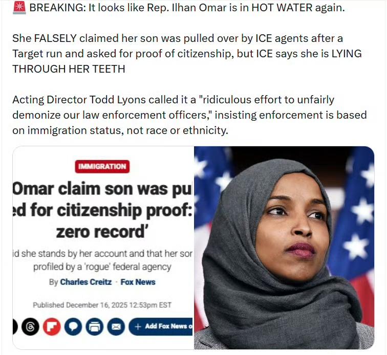 看起来众议员伊尔汗·奥马尔又惹上麻烦了。

她虚假声称自己的儿子在去 Targe