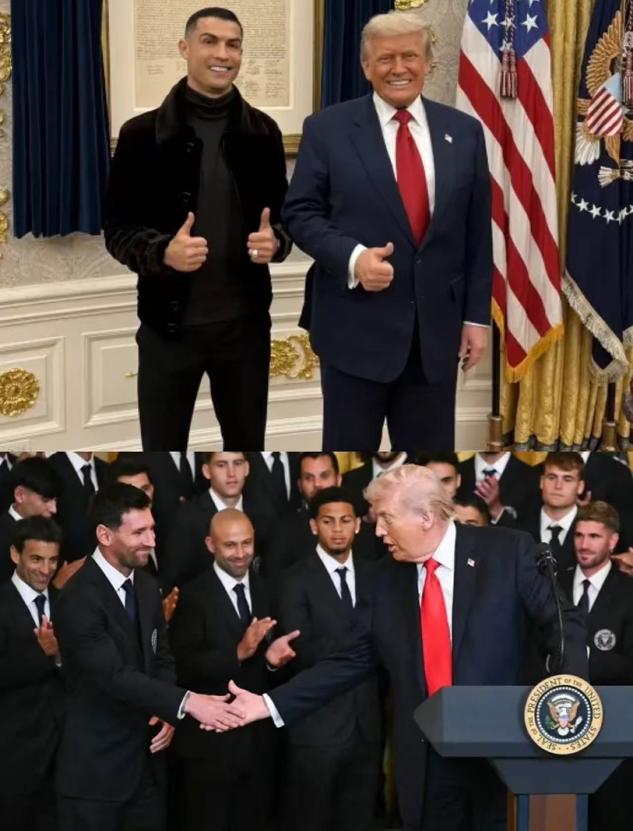 你也干了？继C罗访问白宫后，梅西也随迈阿密国际进行了此举。 