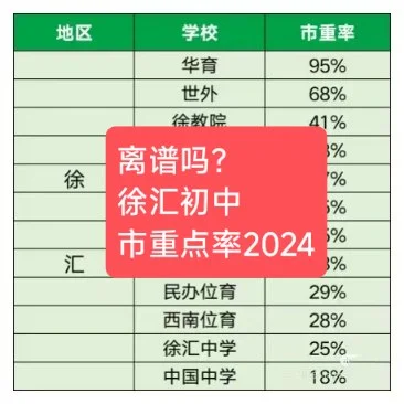 离了个大谱！这个徐汇初中市重点率统计