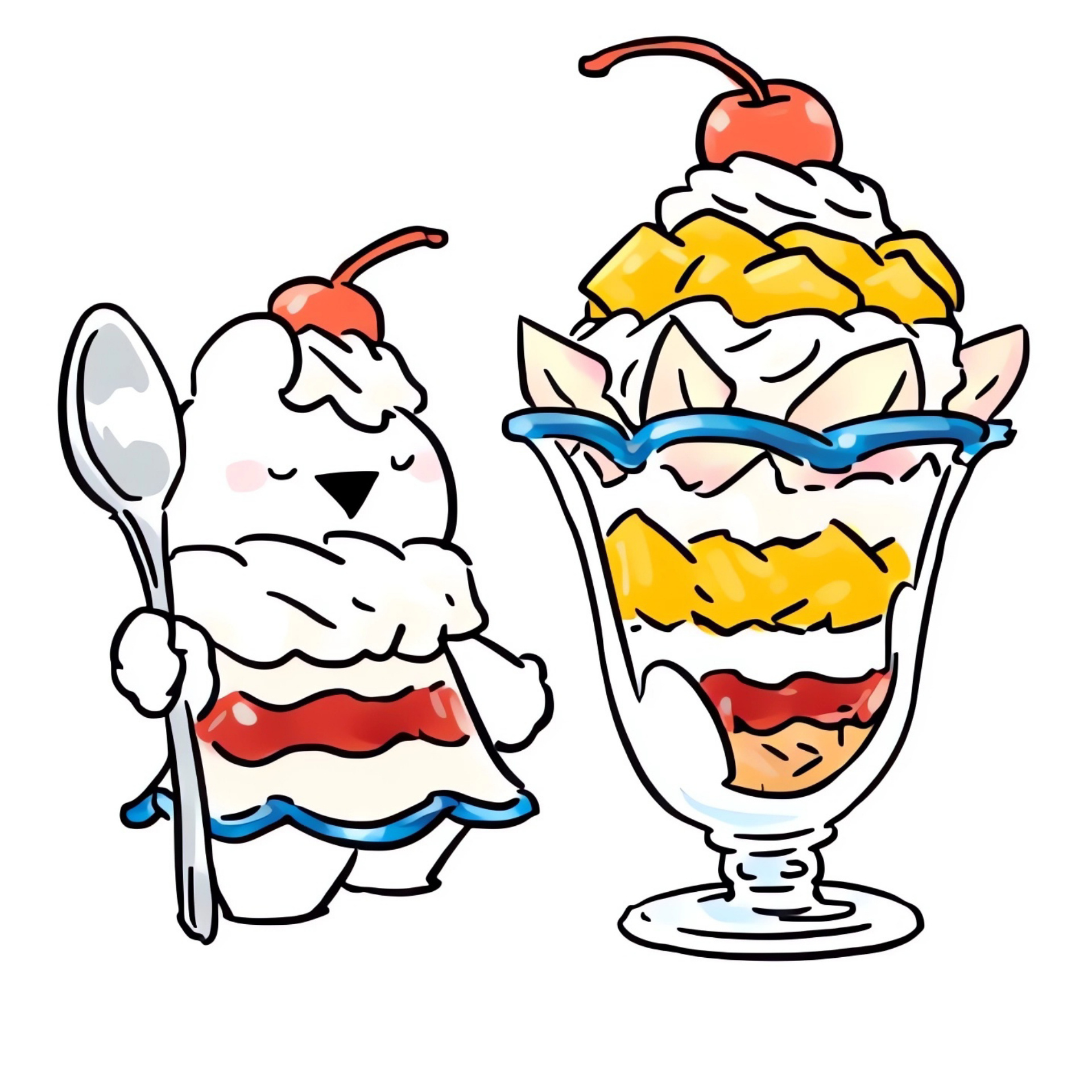 ♡∩ ∩ (  '▼' )夸张兔冰淇淋芭菲🍓🍨🥭 ​​​