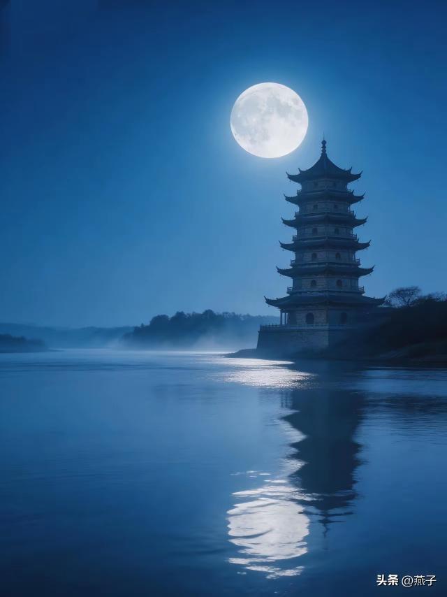 上联：玉盘浮水晨风起
下联：月移塔影过江来
这副对联意境优美，玉盘与月呼应，浮水