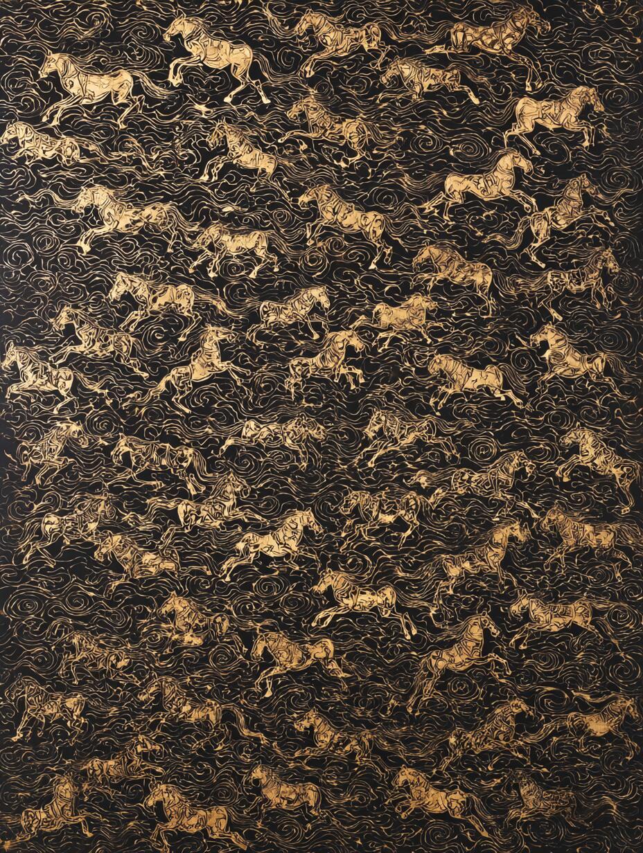 纹样 | 沙策金骧 | 沙沉为场，金策为令；不见其马，行势已成。 