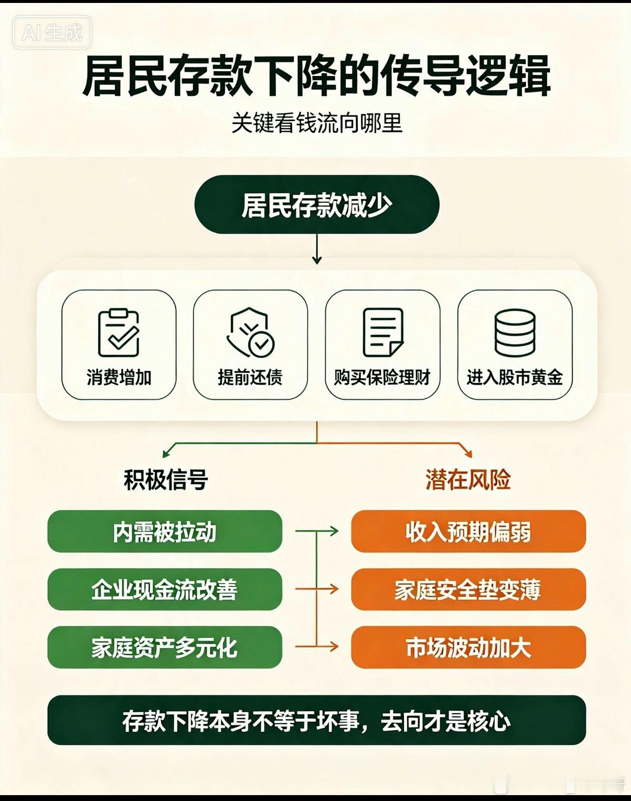 居民存款7月又少了6300亿居民存款减少分两种情况：存款搬家（钱只是换去处，没消