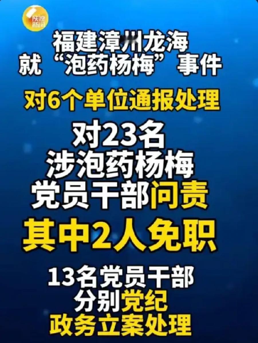 23人被问责！泡药杨梅事件敲响警钟：监管缺位就是纵容违法
 
福建龙海“泡药杨梅