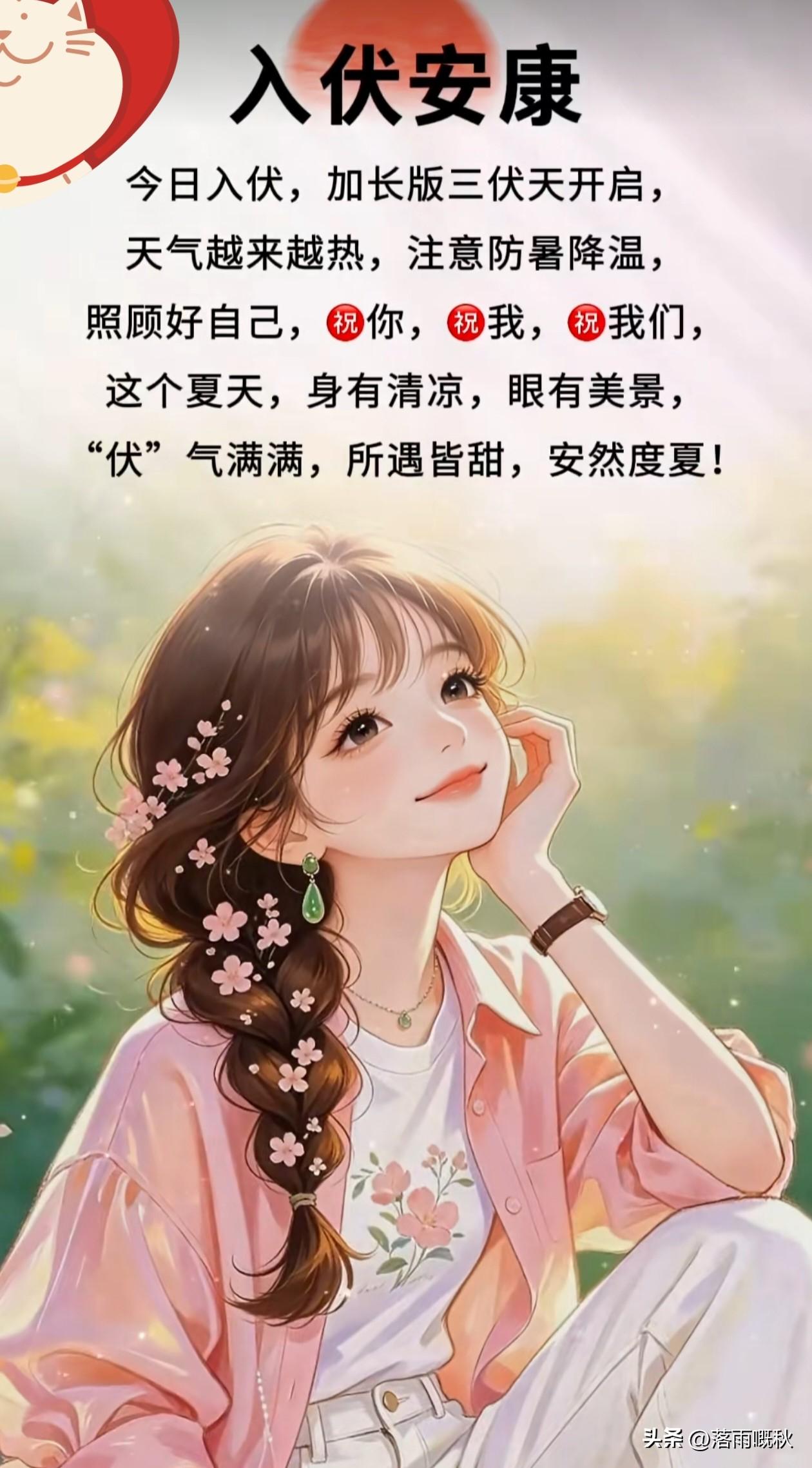 入伏安康🍵
今日入伏，加长版三伏天开启，
天气越来越热，注意防暑降温，
照顾好