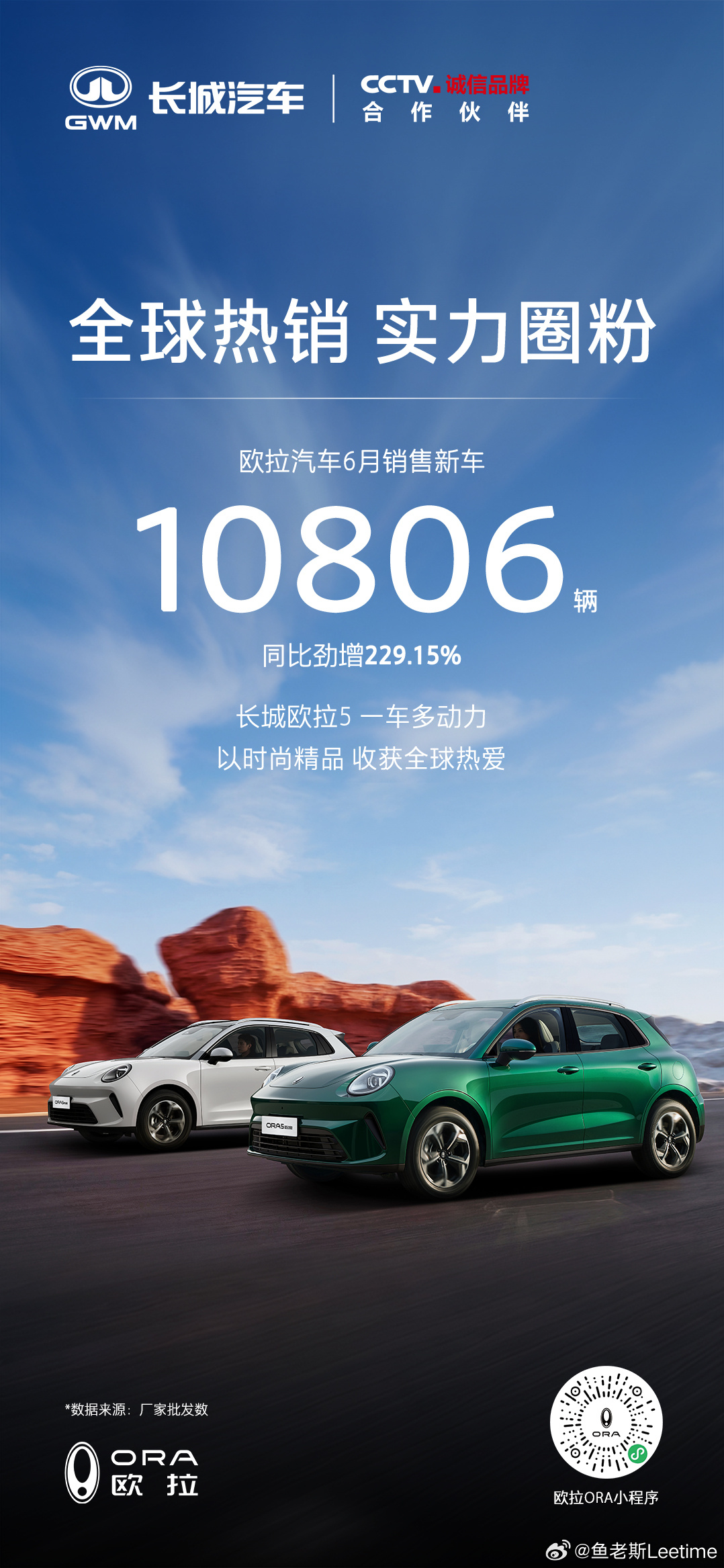 乘势而上，全球崛起欧拉汽车6月销量10806辆同比劲增229.15%每一份信任，