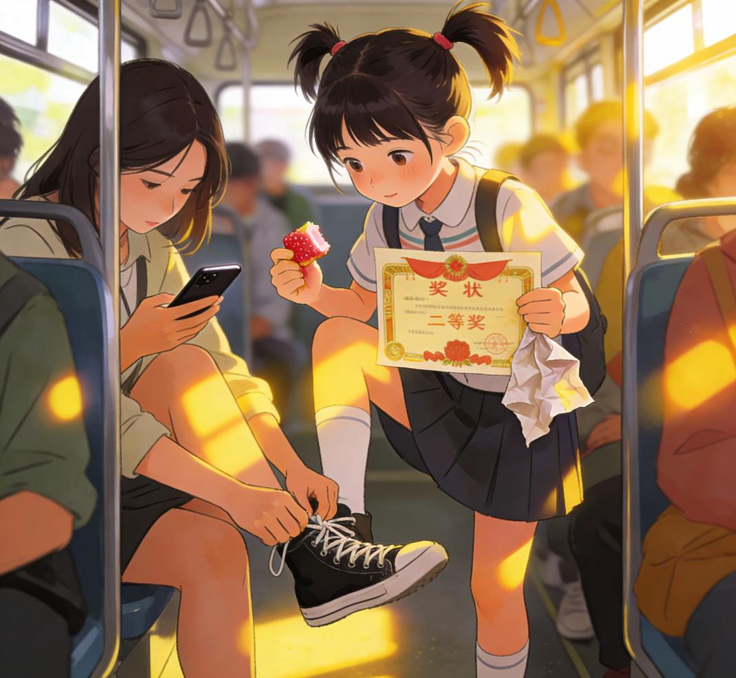 12岁女孩公交车上一句话，治愈了996打工人的焦虑
 
晚高峰的公交像被塞满的沙