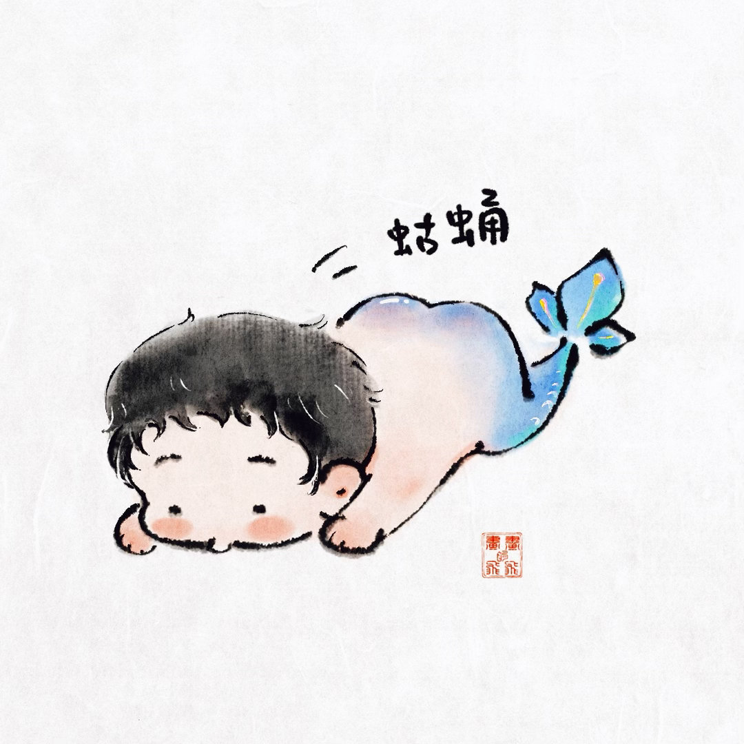 还不会游的宝宝努力驯服尾巴中… 