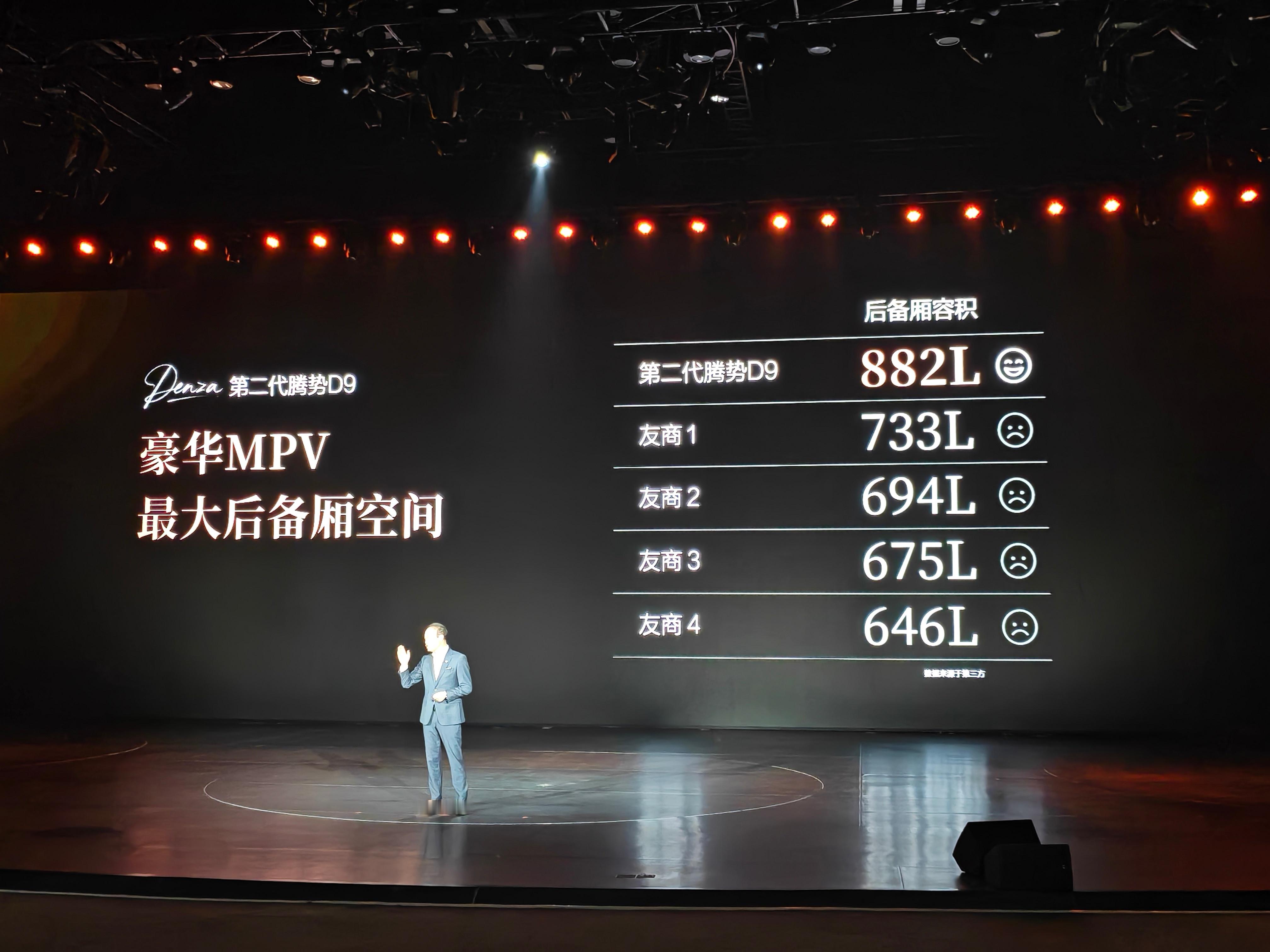 第二代腾势D9采用全球首创合元超集成动力平台，重置底盘架构，电池更居中，后备箱空