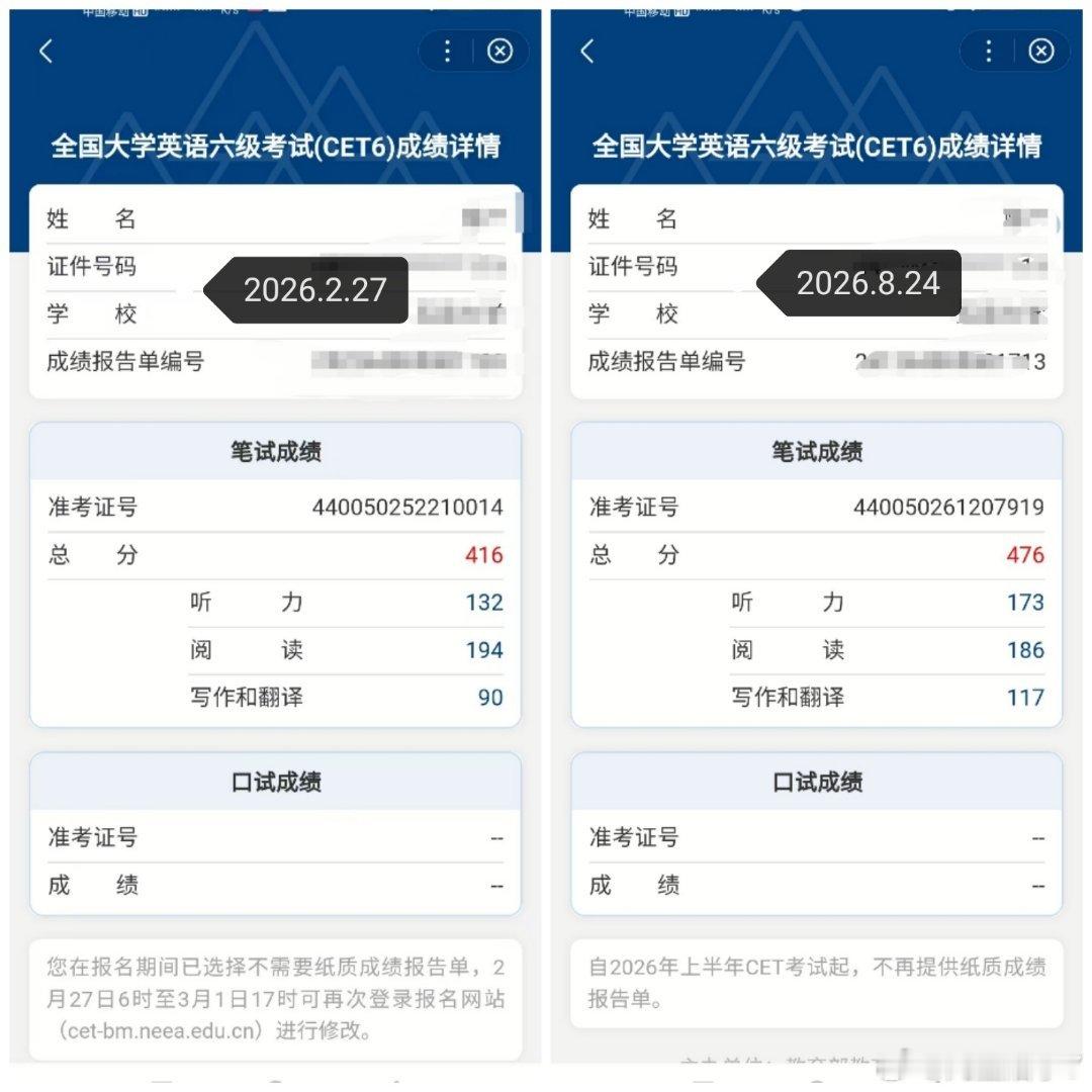 四六级成绩总算过了
