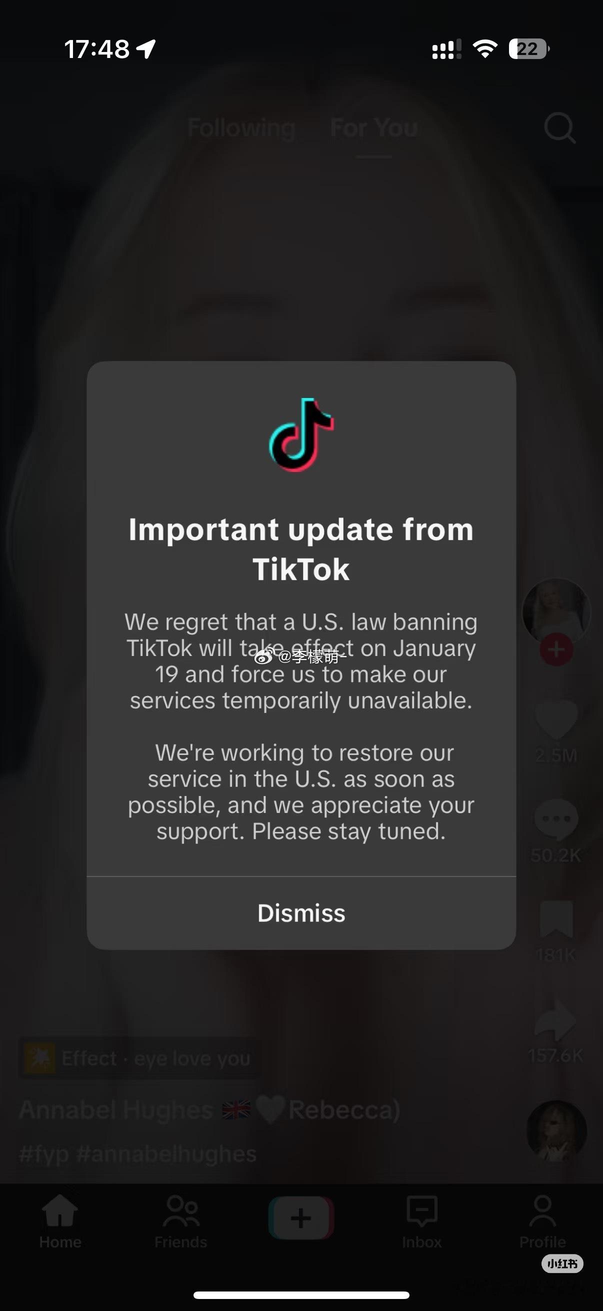 Tiktok向北美用户正式推送下线 