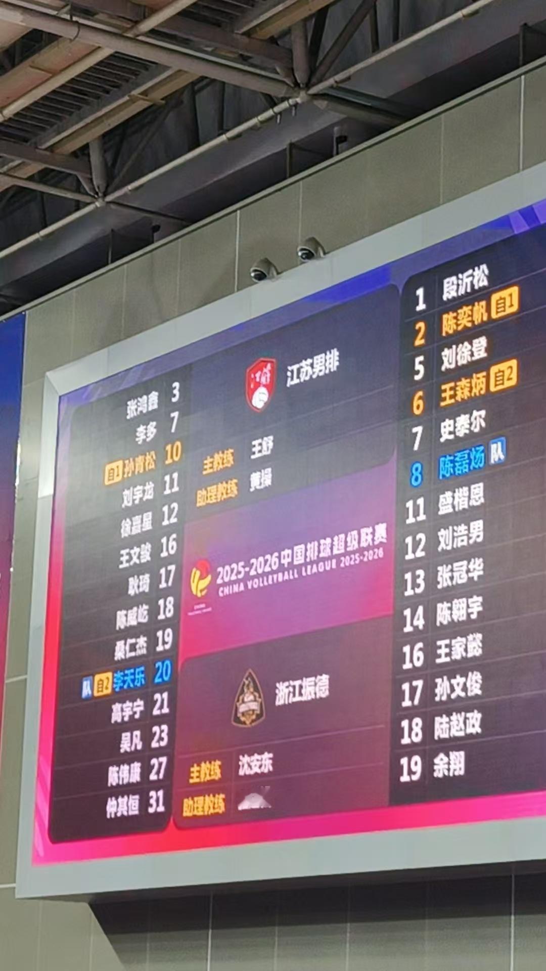 江苏男排与浙江男排两队大名单网传男明星吴昊泽受伤，所以没有进入今天晚上的大名单中