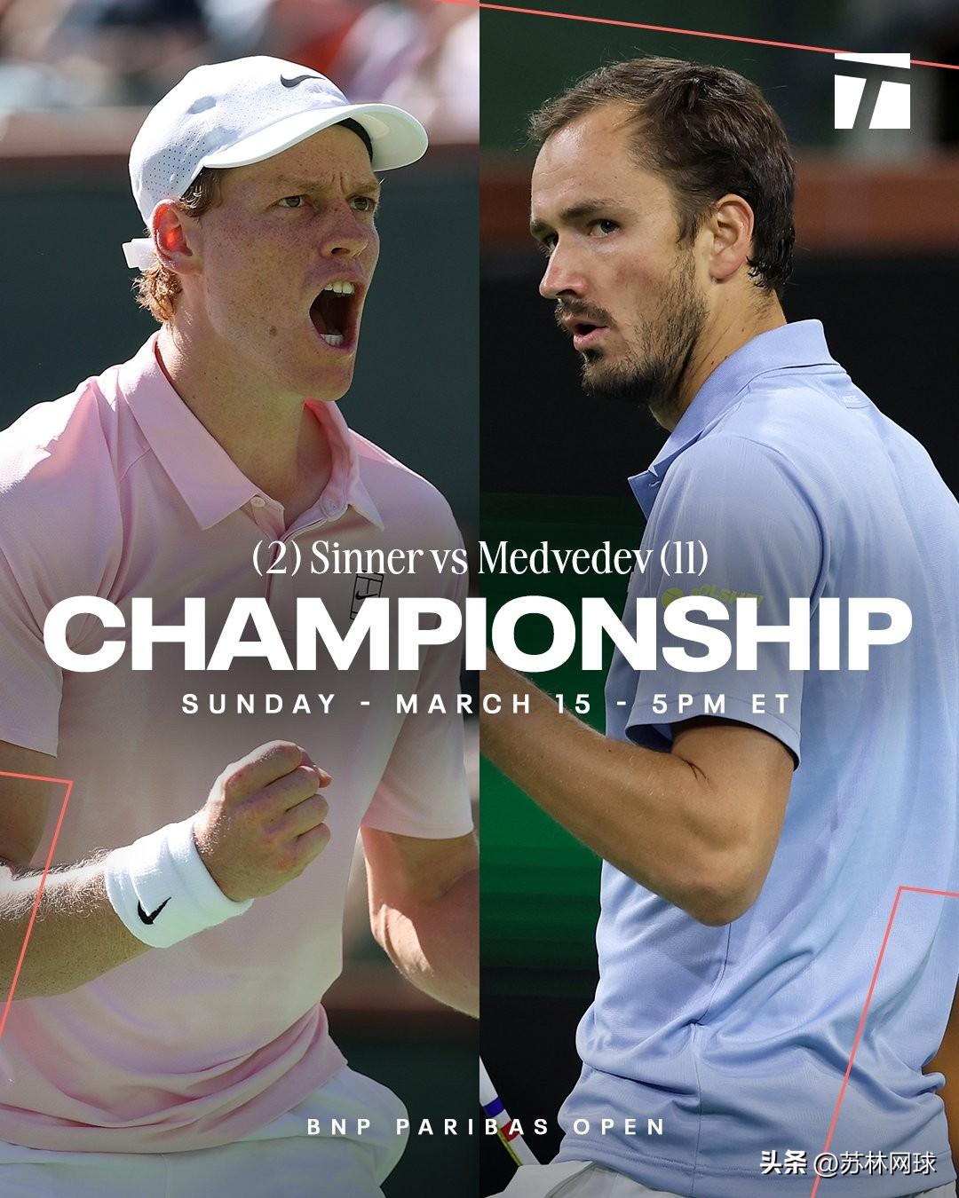 ATP1000印第安维尔斯男单决赛预告
不早于05：00，接女单决赛
🇮🇹（