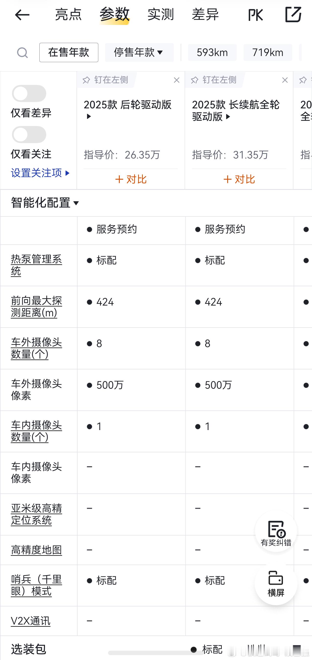 图1-2 与 图3-4 ，都是纯视觉，1-2超声波与毫米波雷达都有。3-4则无。