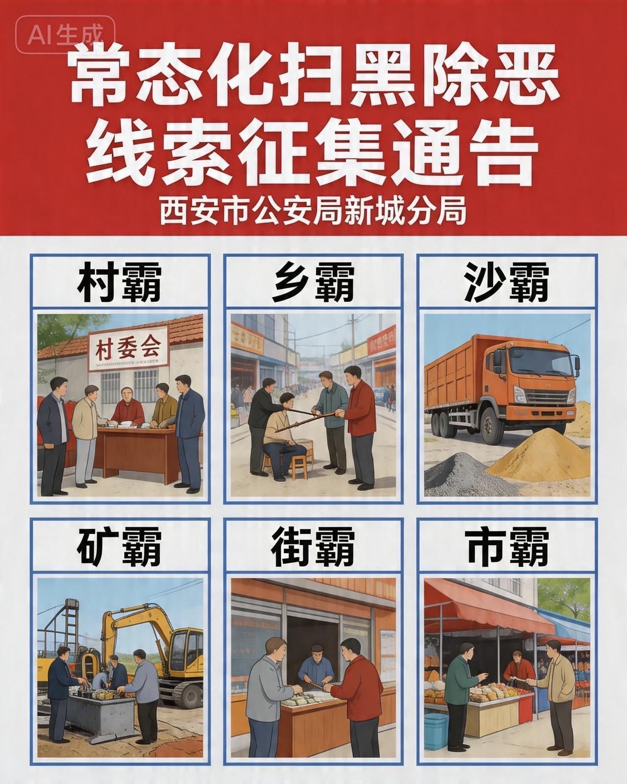 西安警方通告：公开征集“六霸”黑恶犯罪线索
         西安市公安局新城分