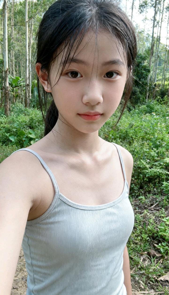 这女孩在森林里自拍呢。分享小姐姐的美丽照片 森林美女写真 户外少女拍照 秋日森林