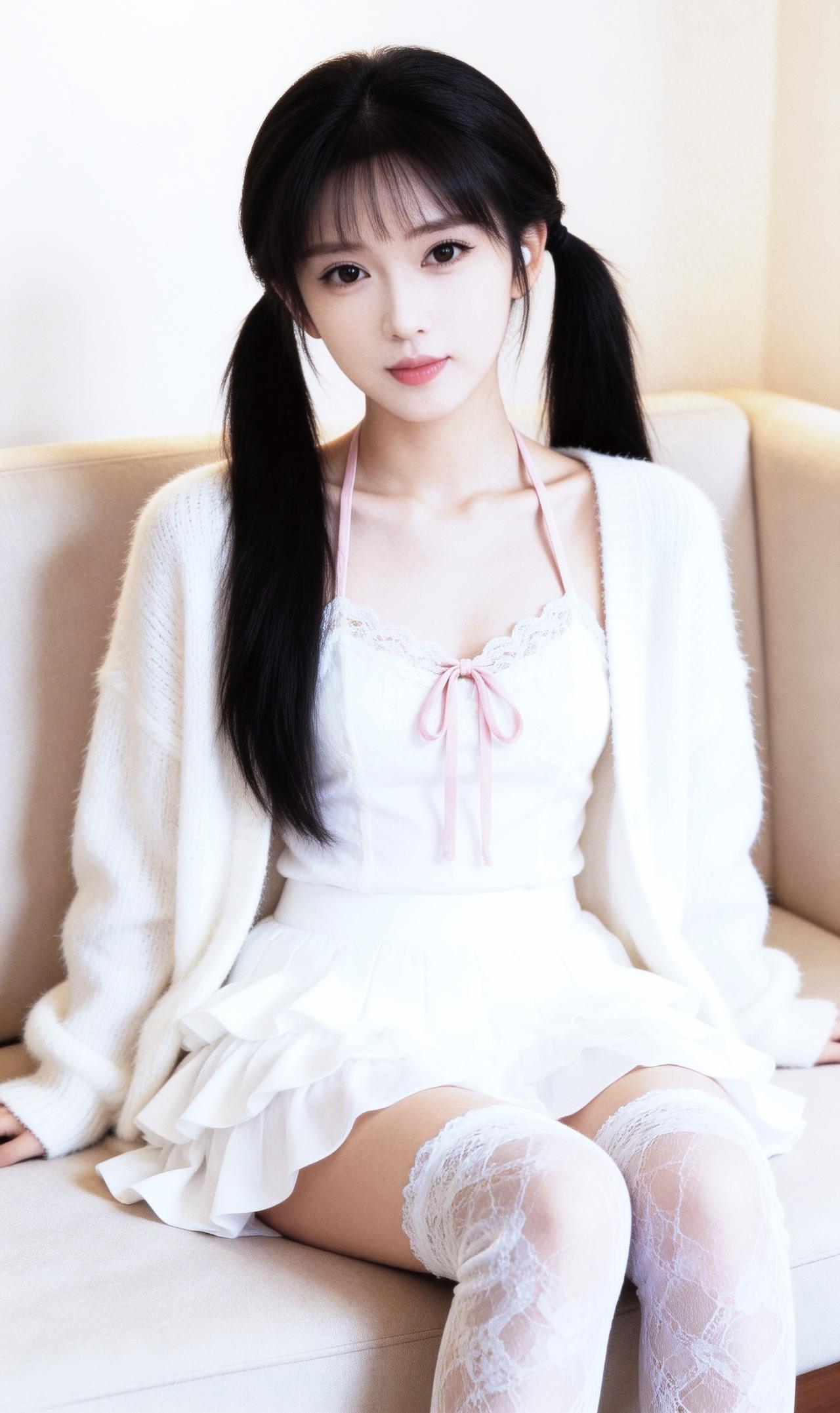 甜美少女风，白色蕾丝连衣裙，清新自然，少女心满满！白色蕾丝裙穿搭