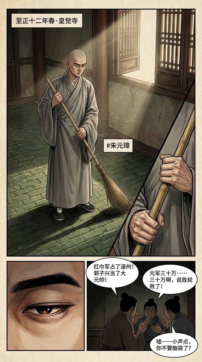 原创漫画《洪武:山河日月》系列（4）:人生的十字路口，该何去何从？历史上此刻的朱