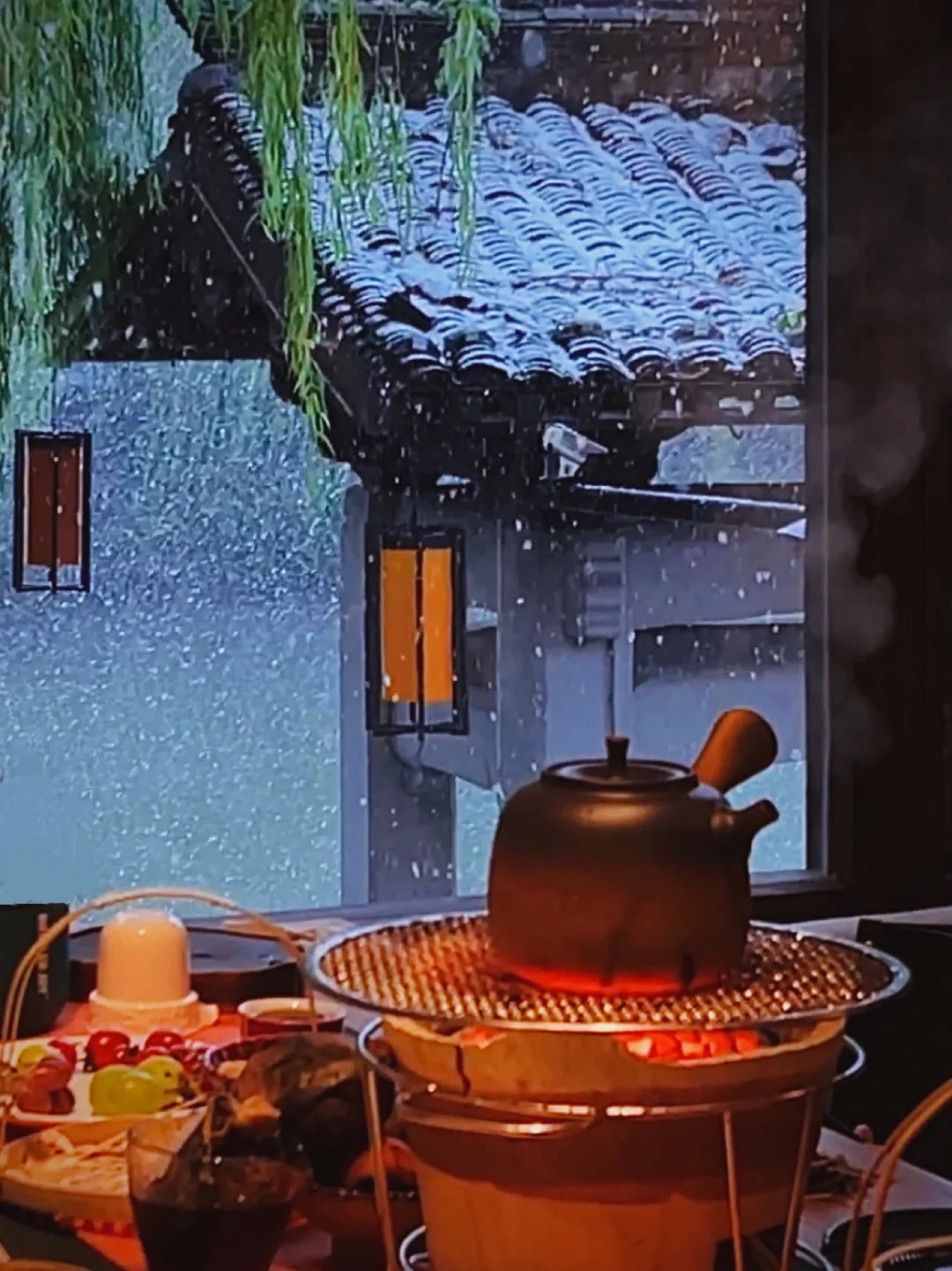 运河边的围炉煮茶｜江南雪景真的美哭了‼️