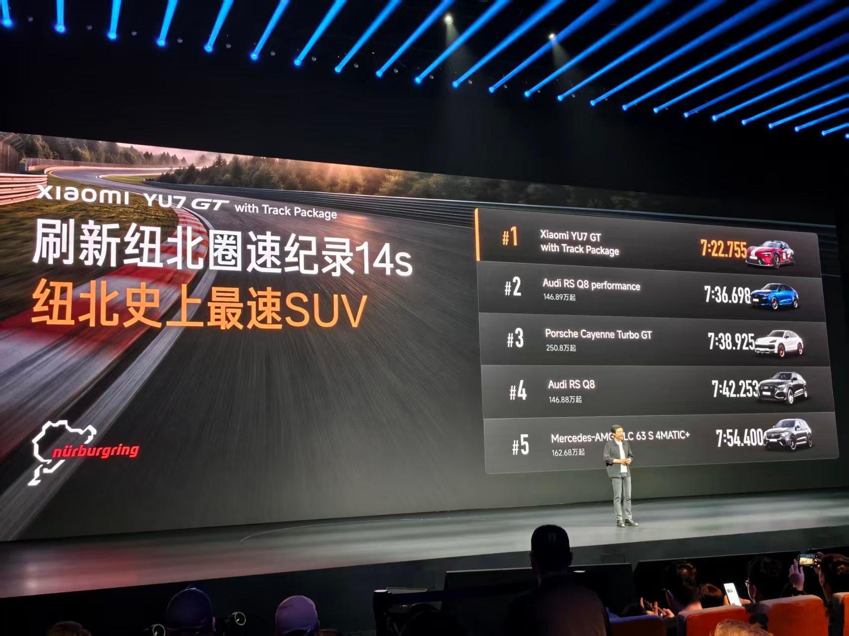 小米发布会 YU7 GT 纽北 领先 第二名14秒？？断崖式领先 成为纽北史上最