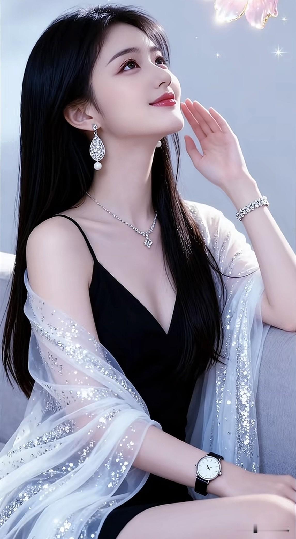 优雅黑裙搭配闪亮耳环，梦幻氛围满分！💖✨高级质感黑裙 露肩黑裙搭配 黑裙氛围感