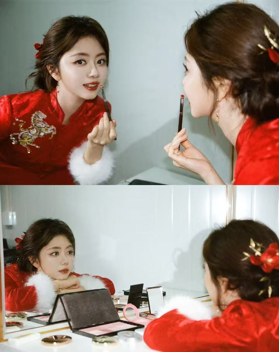 谭松韵 年画娃娃谭松韵春晚造型真的好好看，整个人福气洋洋的，一整个国泰民安的感觉