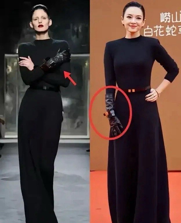 章子怡和模特儿同穿一件礼服，你们看看谁穿上更好看，更有气质呢？有网友说，这同一件