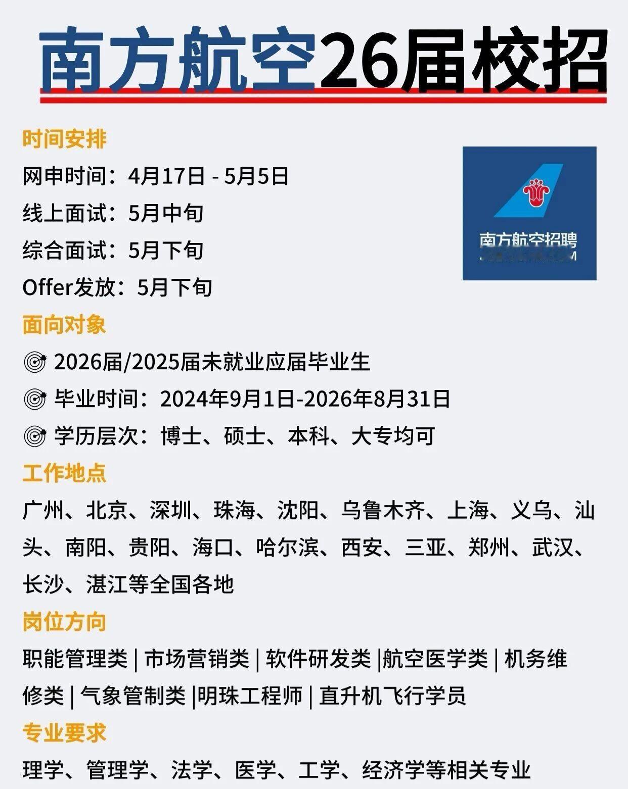 同学们，看到通知说南航春招启动了，作为老师我必须再强调一句：千万别拖到五一假期回