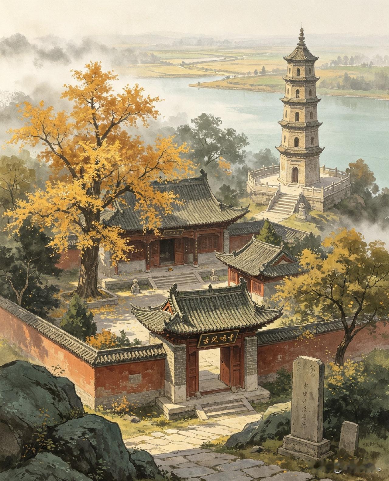 虎头山上的古凤鸣寺，便是古鄂城八景“凤台烟树”的所在 。青砖古院藏于山林，千年银