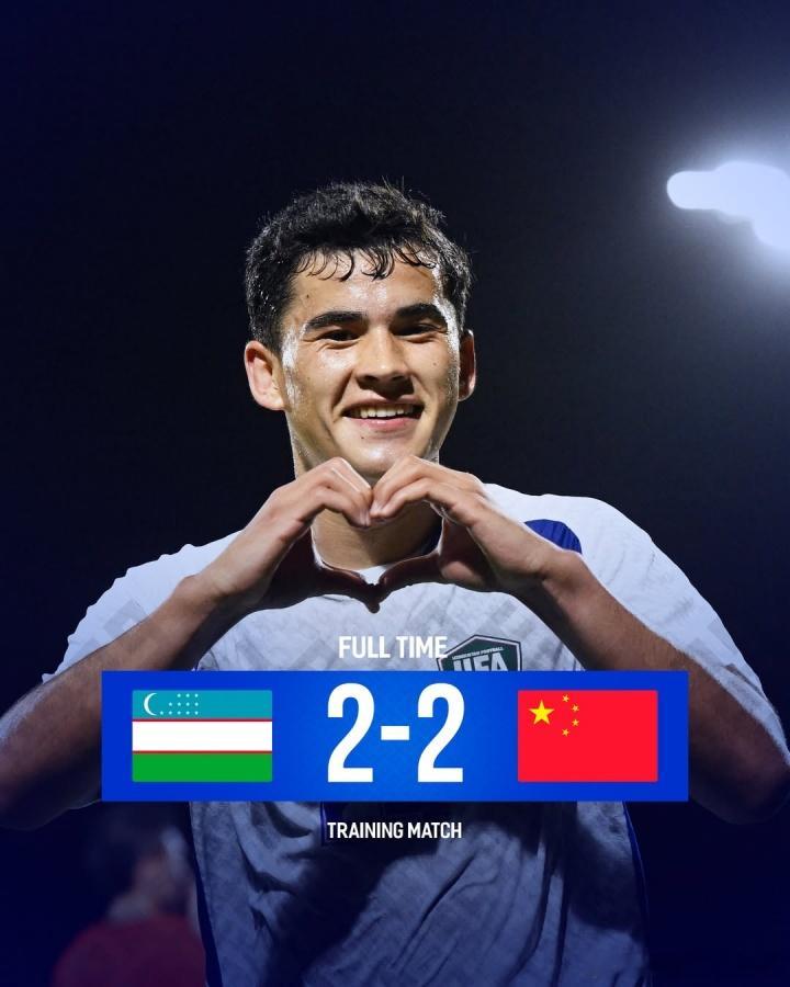 🇨🇳国足昨晚结束迪拜拉练最后一场比赛，2-2战平卡纳瓦罗执教的乌兹别克斯坦国