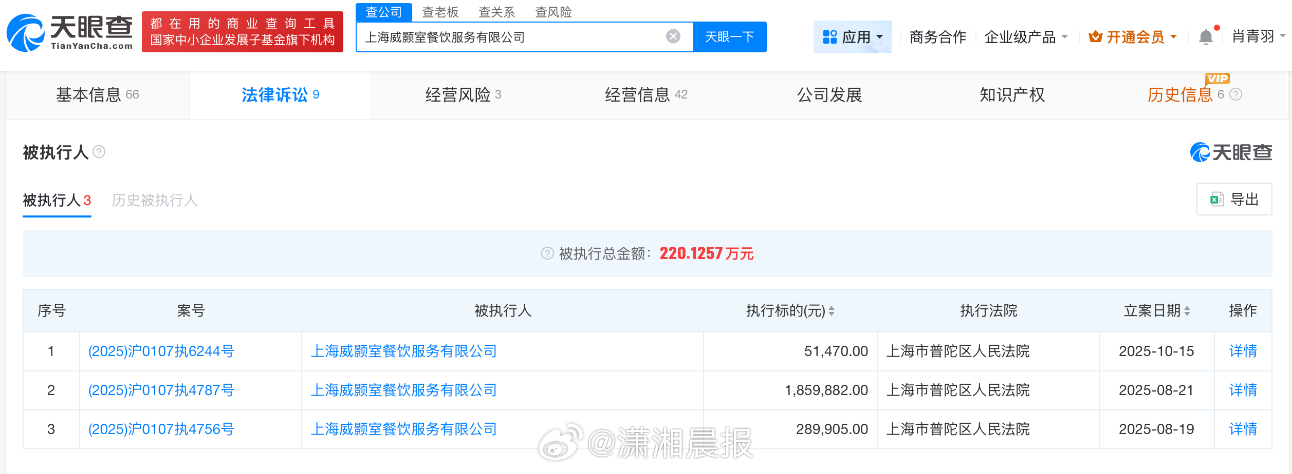 【#李嘉格持股公司被执行##李嘉格持股公司被执行220余万#】记者查询发现，天眼