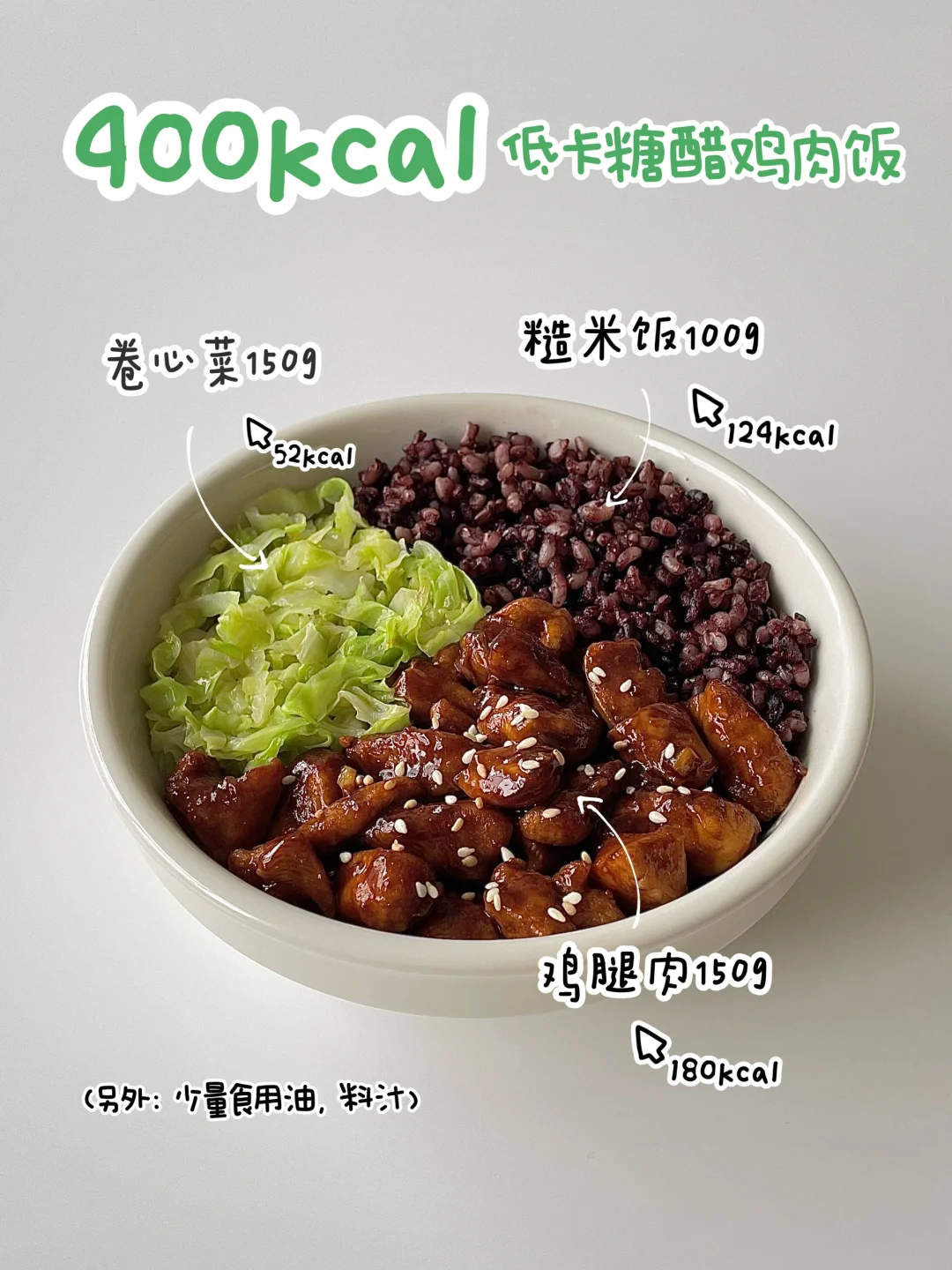 400kcal减脂餐丨低卡版糖醋鸡肉饭