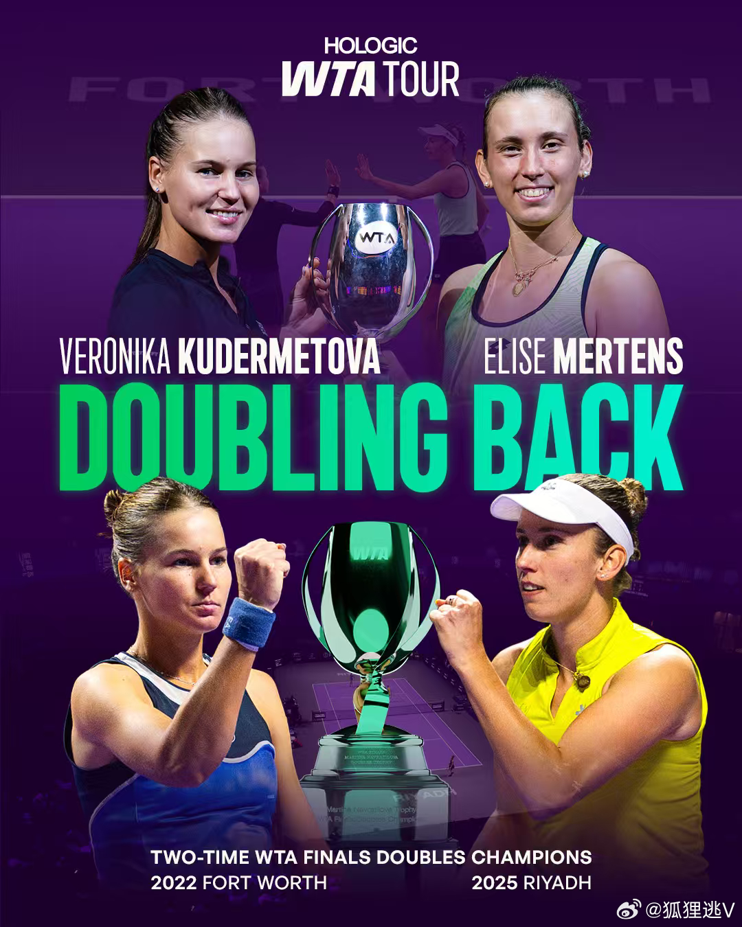 祝贺库德梅托娃和梅尔滕斯再次携手“梅”开二度!利雅得wta年终总决赛 ​​​