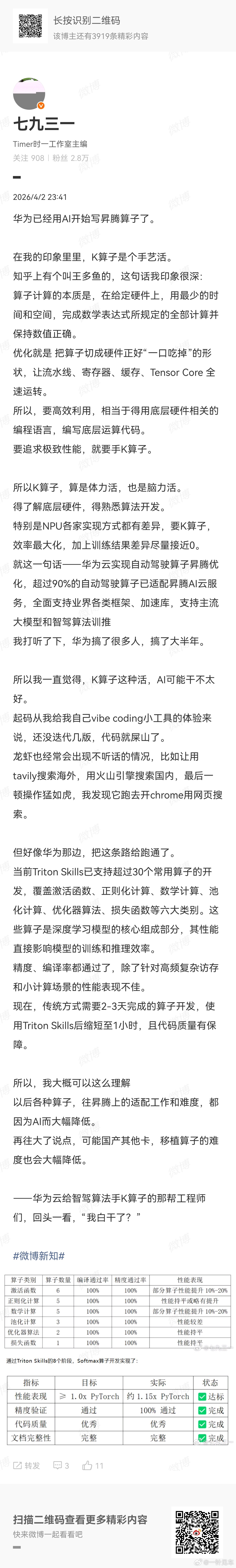 AI都能写昇腾算子了，厉害顺便一提，我最近正好也正忙着用AI做点东西，很快和大家