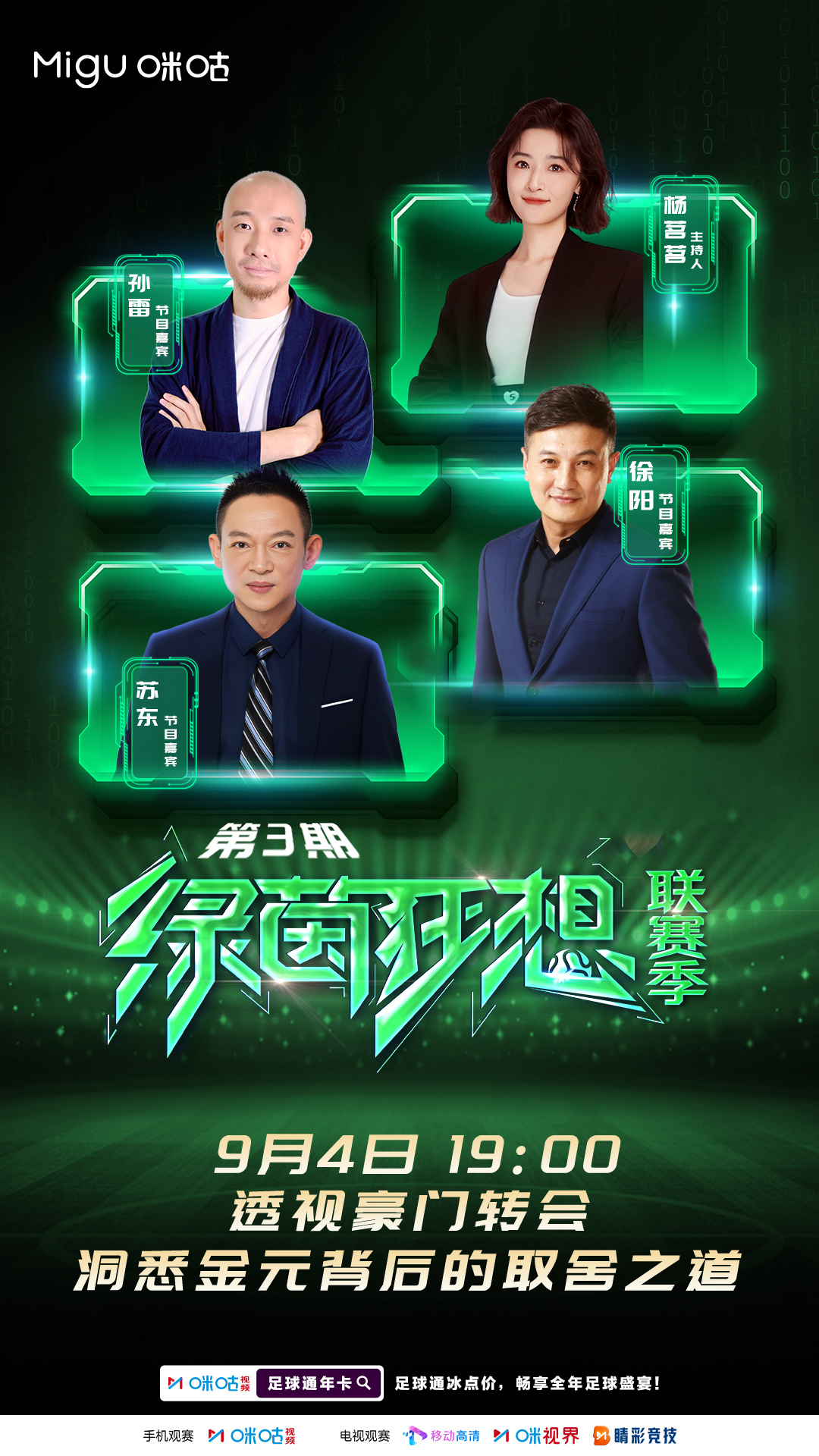 🏟️《绿茵狂想》第三弹嘉宾就位⚽苏东｜徐阳｜孙雷｜杨茗茗🛎️深度解析豪门转会
