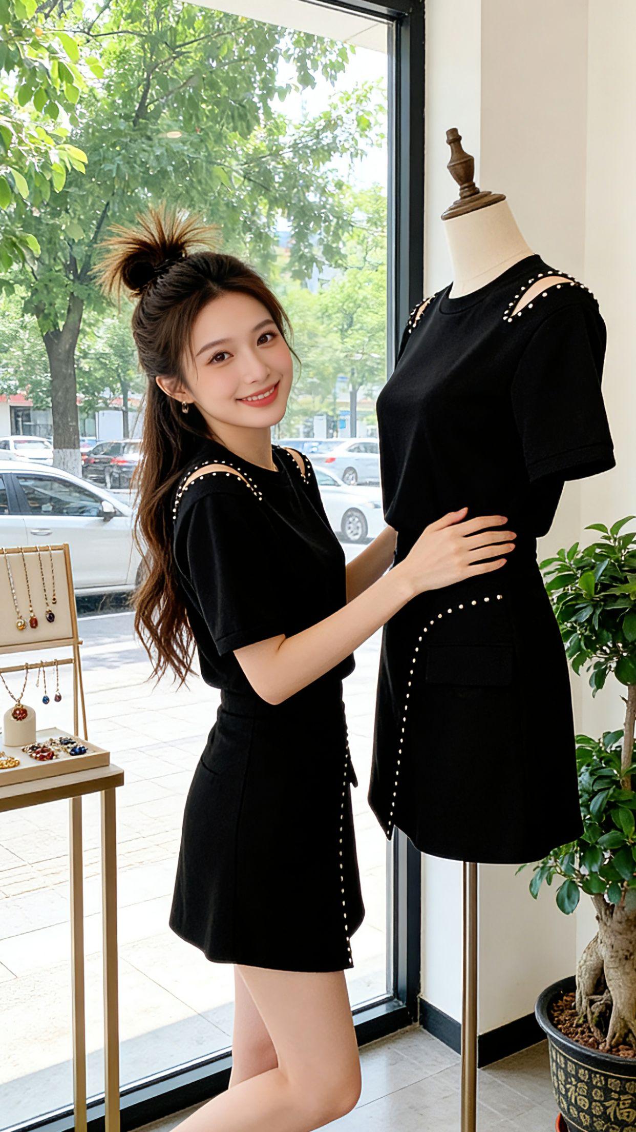 Danny的夏日出行穿搭来啦！这套钉珠镂空两件套也太戳人了，露肩小设计藏着小心机