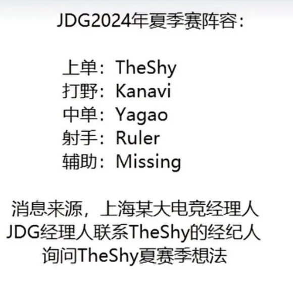 TheShy夏季赛可能加盟JDG没记错的话，TheShy是LPL注册的好像确实不
