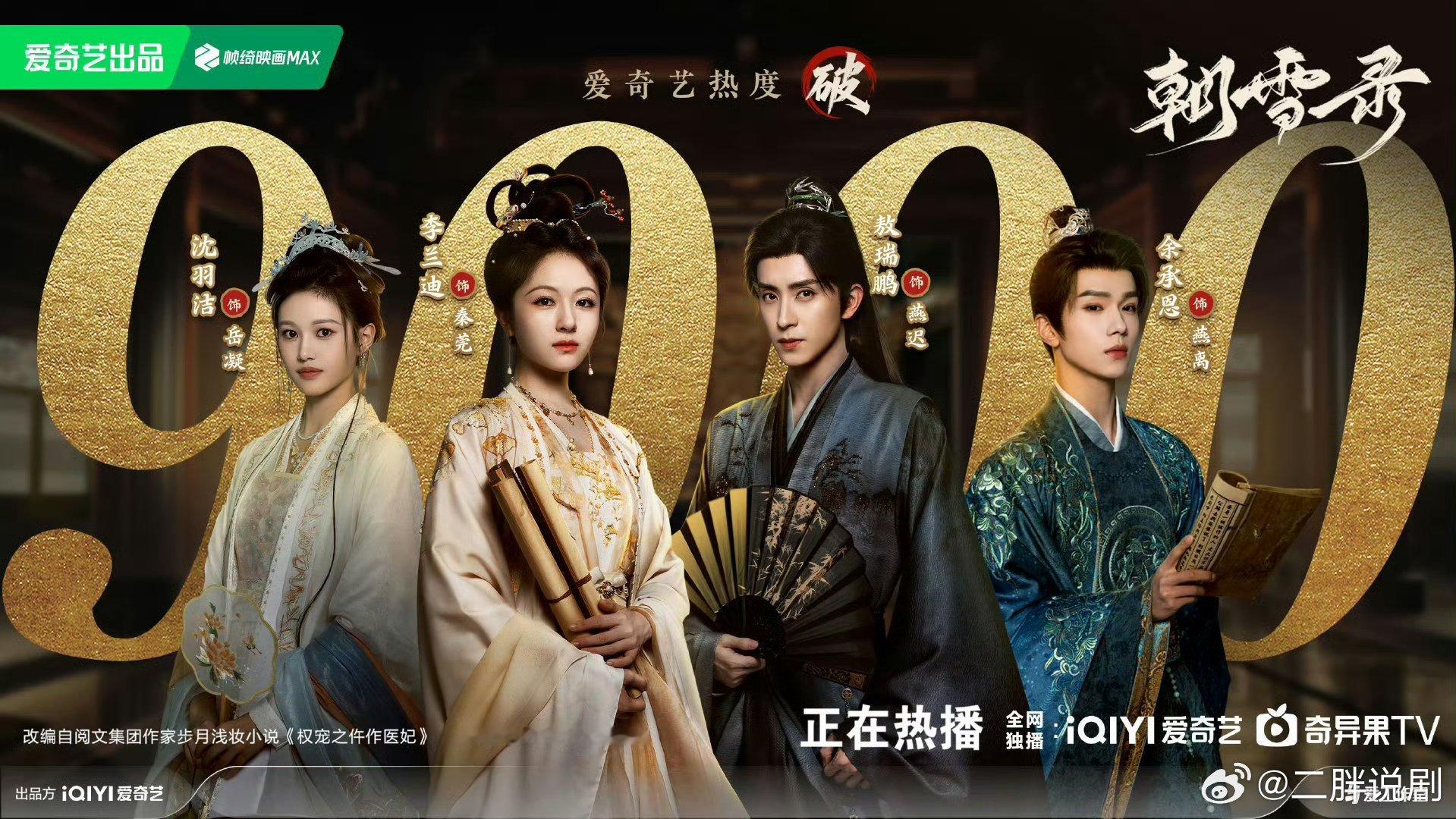 李兰迪、敖瑞鹏主演的《朝雪录 》热度破9000了！很厉害 ​​​