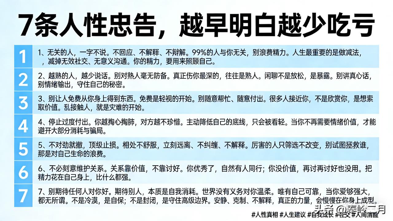 【7条人性潜规则，活得通透的人都懂】历经世事才深知：人与人之间最好的相处模式，是