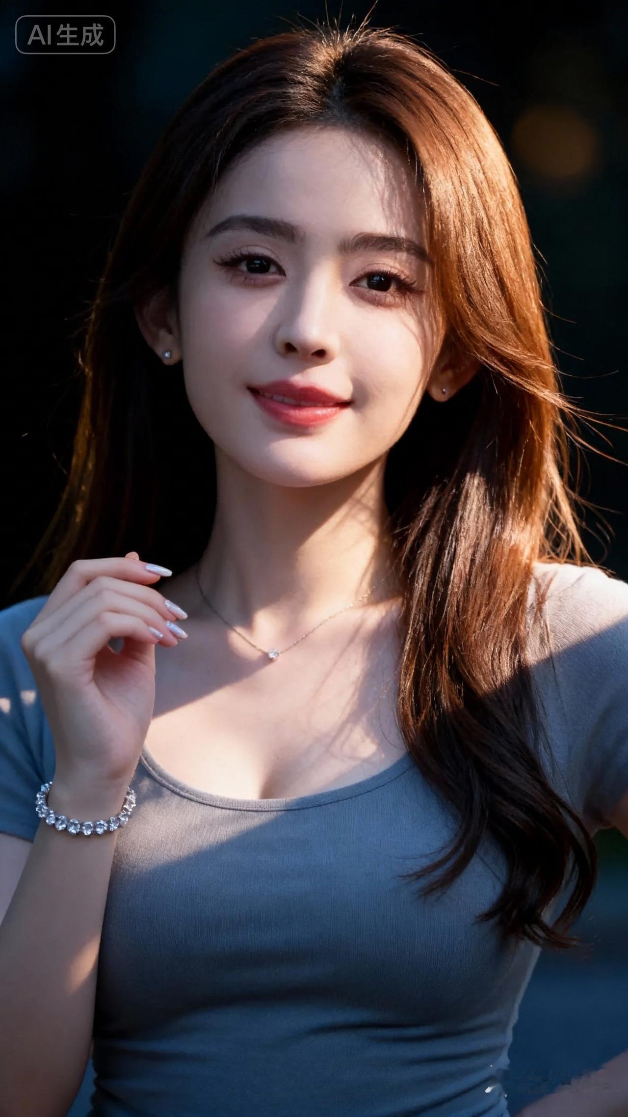 温柔甜美的少女，阳光下的微笑，散发着自然的光彩。