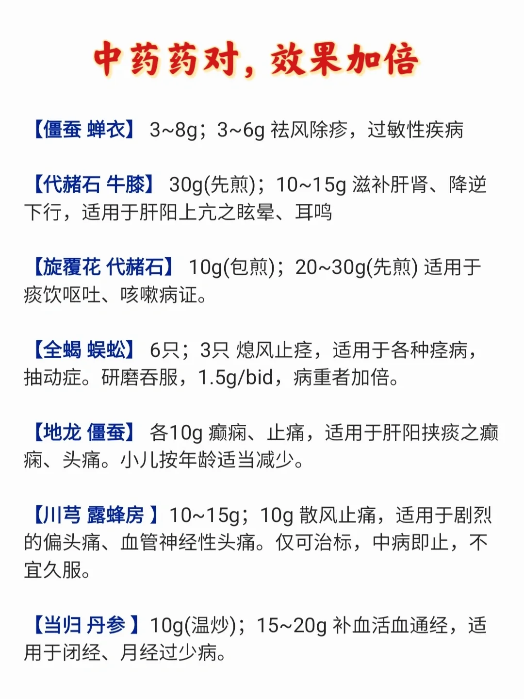 老中医开方加减精华：中药药对，效果加倍❗