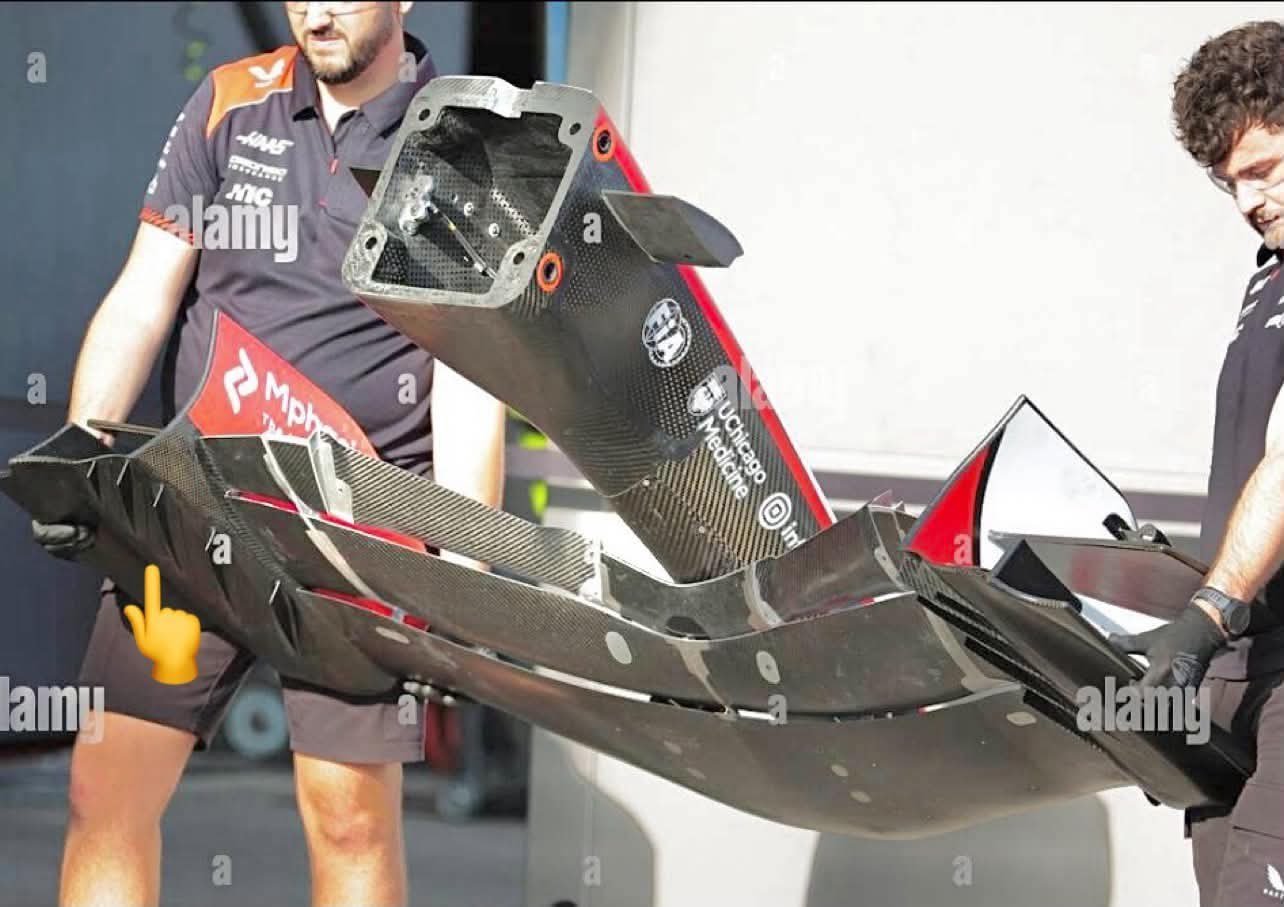 F1[超话]2026F1阿塞拜疆大奖赛 哈斯车队前翼下方的空气动力学细节图 ​​