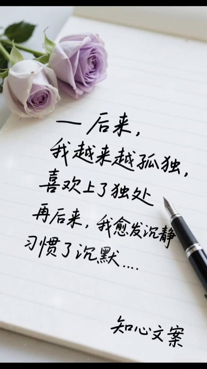 知心文案。
后来，我越来越孤独，喜欢上了独处。