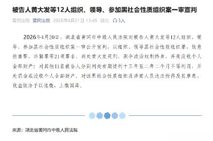 被告人黄大发等12人组织、领导、参加黑社会性质组织案一审宣判
