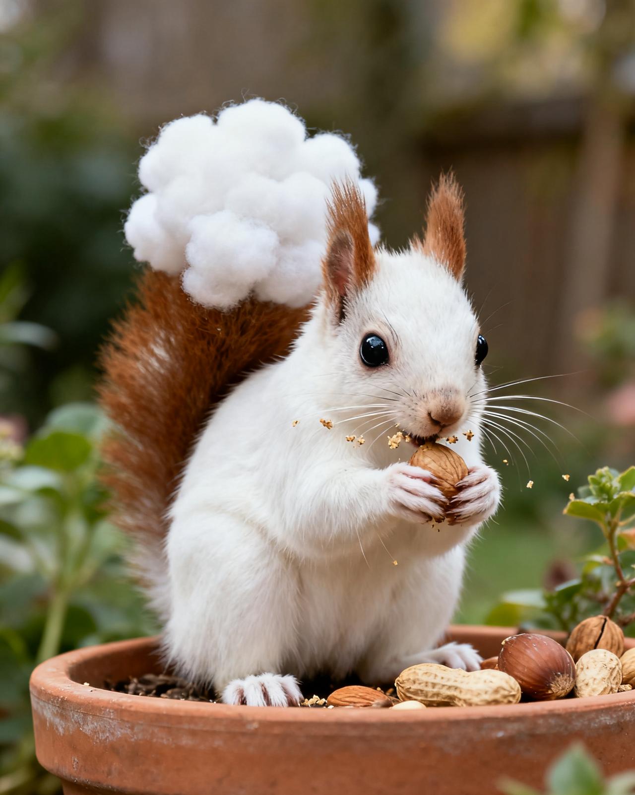 我的小机灵鬼“小白”
 
我家阳台住着只小松鼠，我叫它“小白”。它后背的毛像晒透