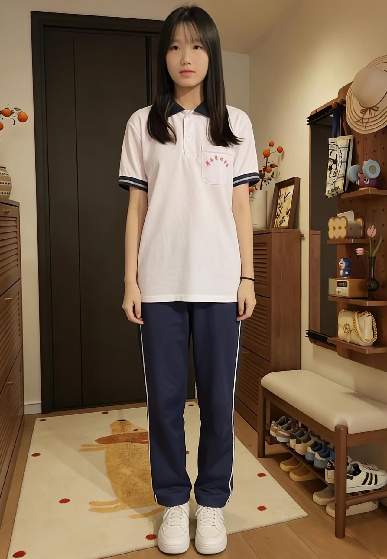 深棕色的门半掩着生活的元边
玩偶和包在架上蜷成软团
你穿校服的样子，像被按了暂停