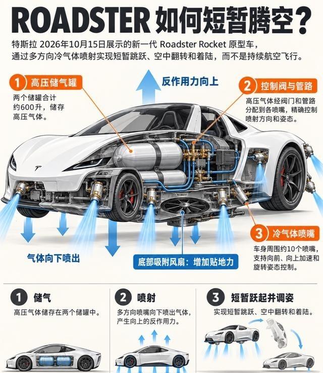 原理都公开了，这次真要感谢马圣开源了。马斯克的Roadster飞行汽车，示意图已