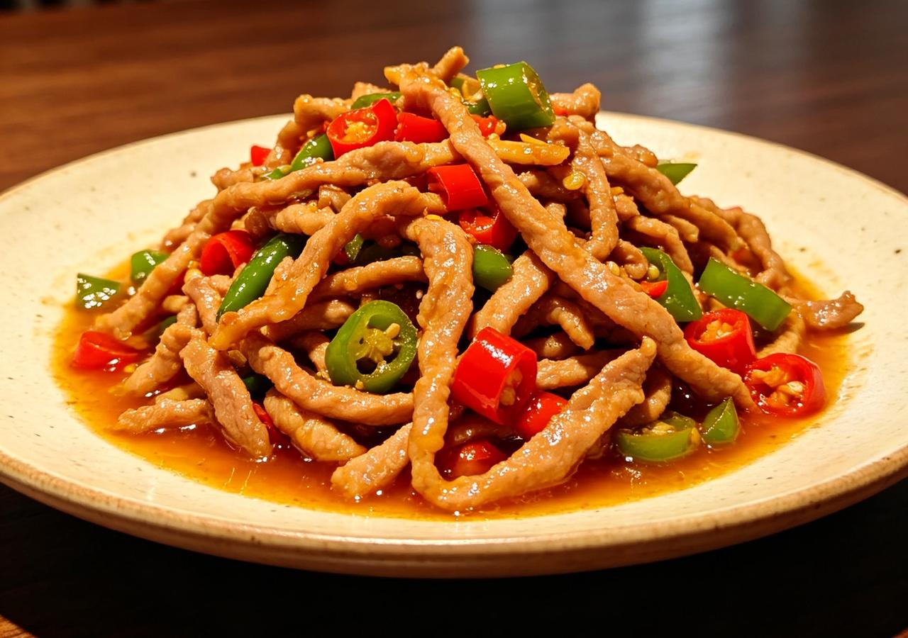 昨晚又剩了一点肉丝。今早我妈把它热了热，端上桌，自己全扒拉到碗里了。我问她为什么