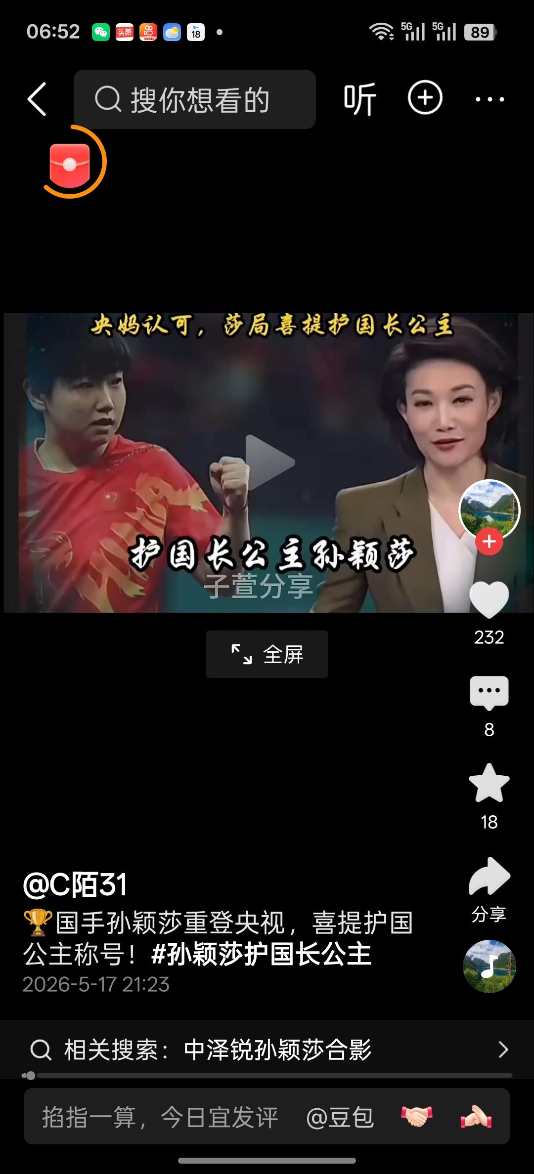 “护国长公主”这份殊荣央视颁给了在两届世乒赛，两次以一己之力捍卫国乒尊严的女乒一