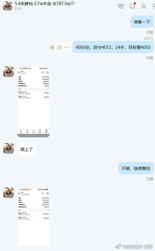 恭喜我实盘静怡女士跟上我的一对一实时指导，操作完美为资金账户增值6724美金的收